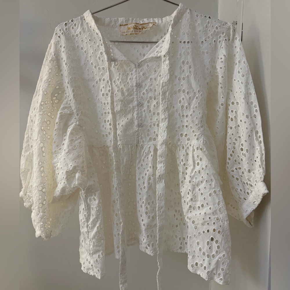 NEW Jen's Pirate Booty White Eyelet Blouse